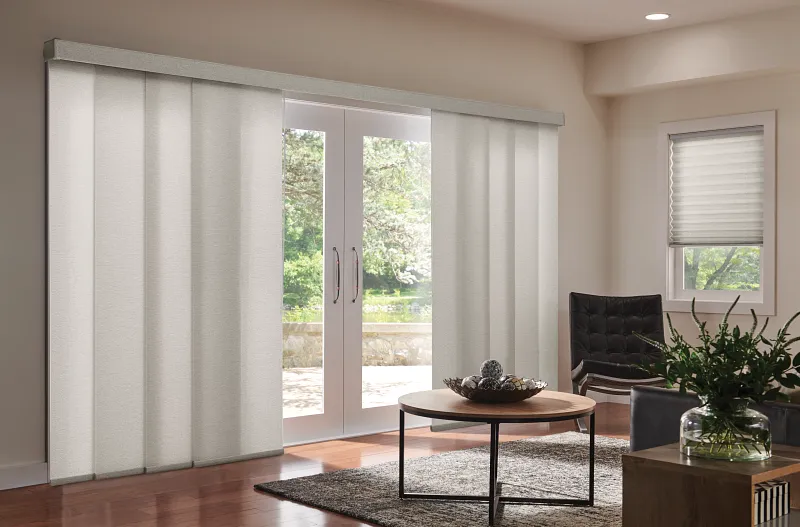 Fabric options for sliding panels matching roller shade collections