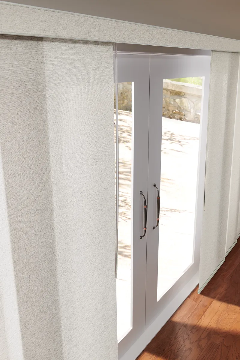 Sliding panels paired with a coordinating valance