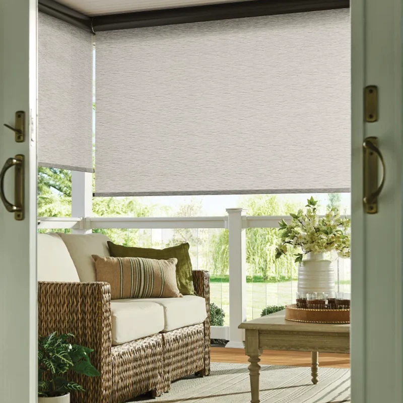 Motorized patio shades with remote control