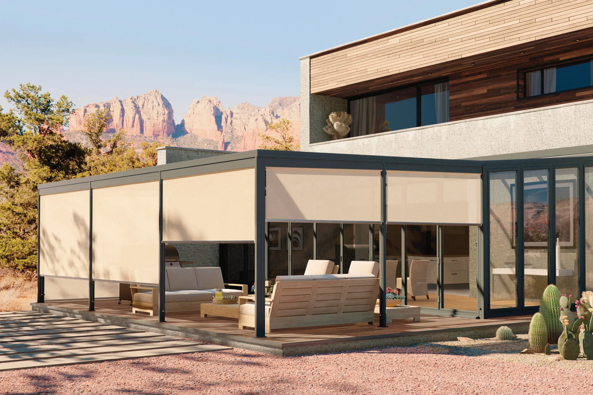 Durable exterior patio shades for Oklahoma weather