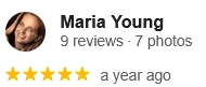 Testimonial from Maria highlighting satisfaction with Shaded In The Sun's services